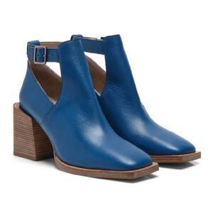 Free People Brady Buckle Bootie Boots Leather Blue Size 9 New
